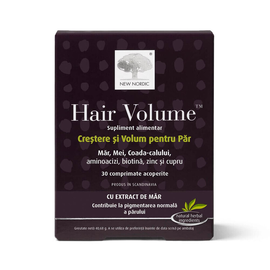 Hair Volume croissance et volume des cheveux à l'extrait de pomme, 30 comprimés, New Nordic Évaluations