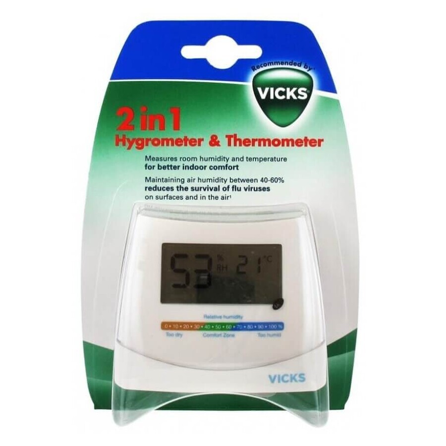 Hygromètre et thermomètre 2 en 1, TOW015094, Vicks