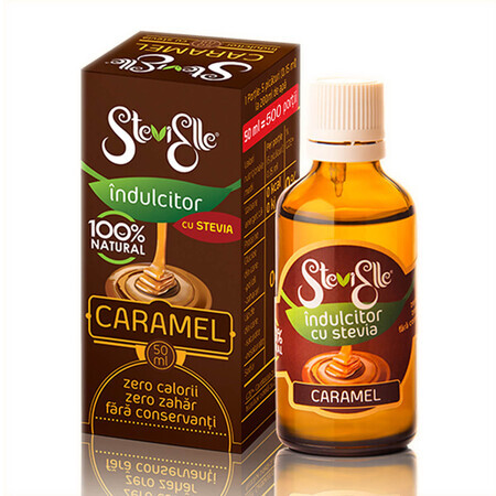 Dolcificante alla stevia al gusto di caramello SteviElle, 50 ml, Hermes Natural