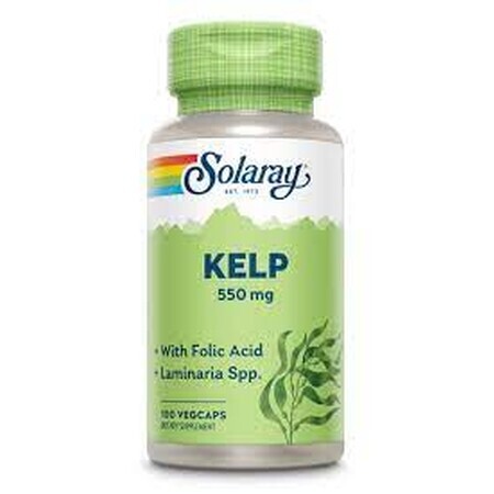 Kelp 550mg și Acid Folic Solaray, 100 capsule, Secom