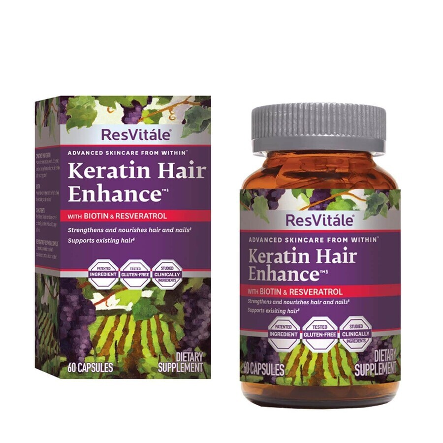 Keratin Haar verbessern, 60 Kapseln, ResVitale