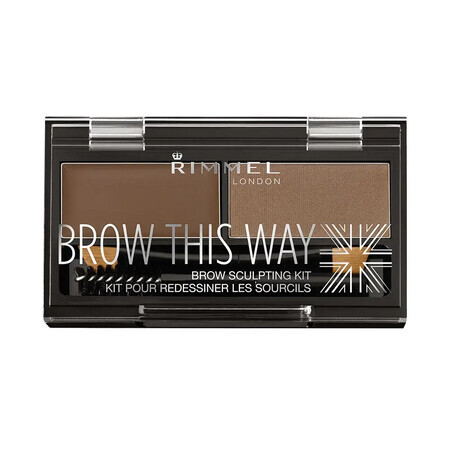 Brow This Way Eyebrow Contouring Kit 002 Medium Brown, 1,4 g, Rimmel London