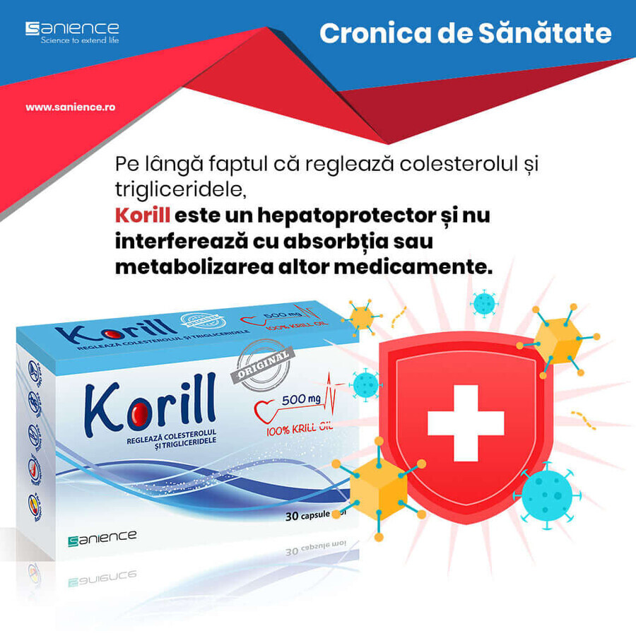 Korill pure huile de krill 500 mg, 30 capsules, Sanience