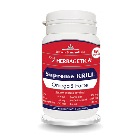 Oméga 3 Huile de Krill Premium, 60 gélules, Herbagetica