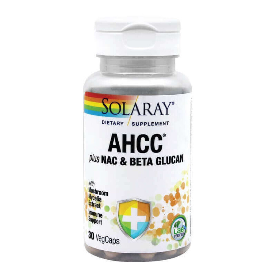 AHCC plus NAC & Beta Glucan Solaray, 30 comprimés, Secom