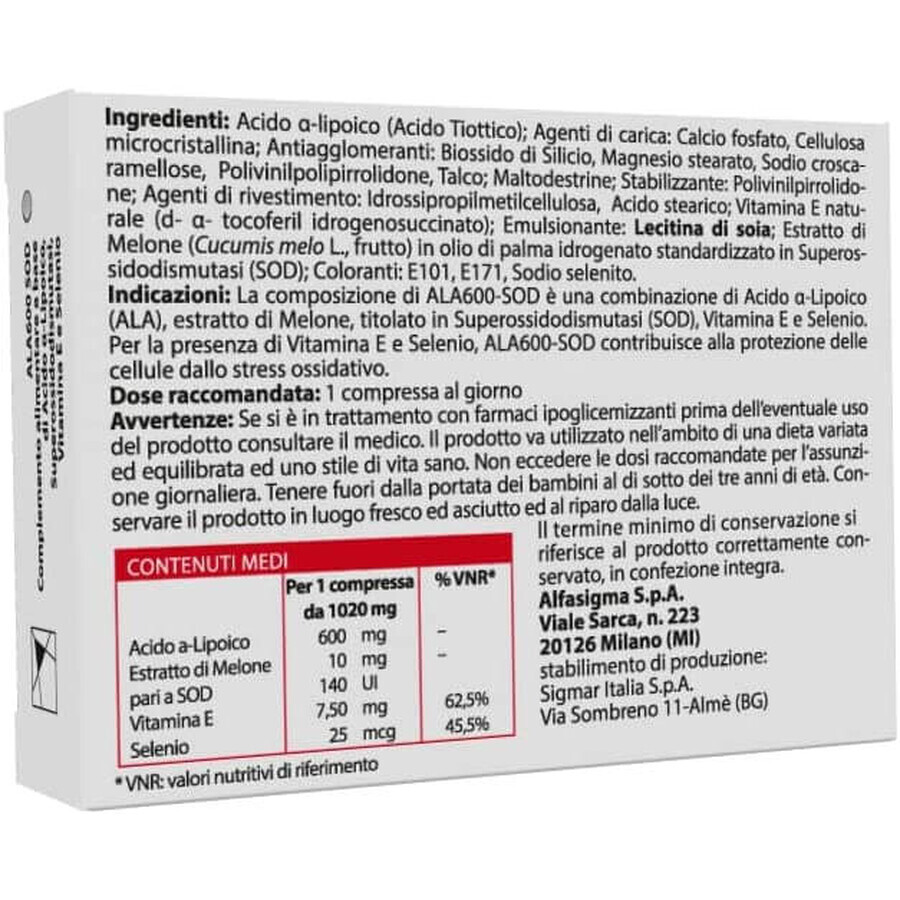 Ala600 SOD, 20 tablets, Alfasigma