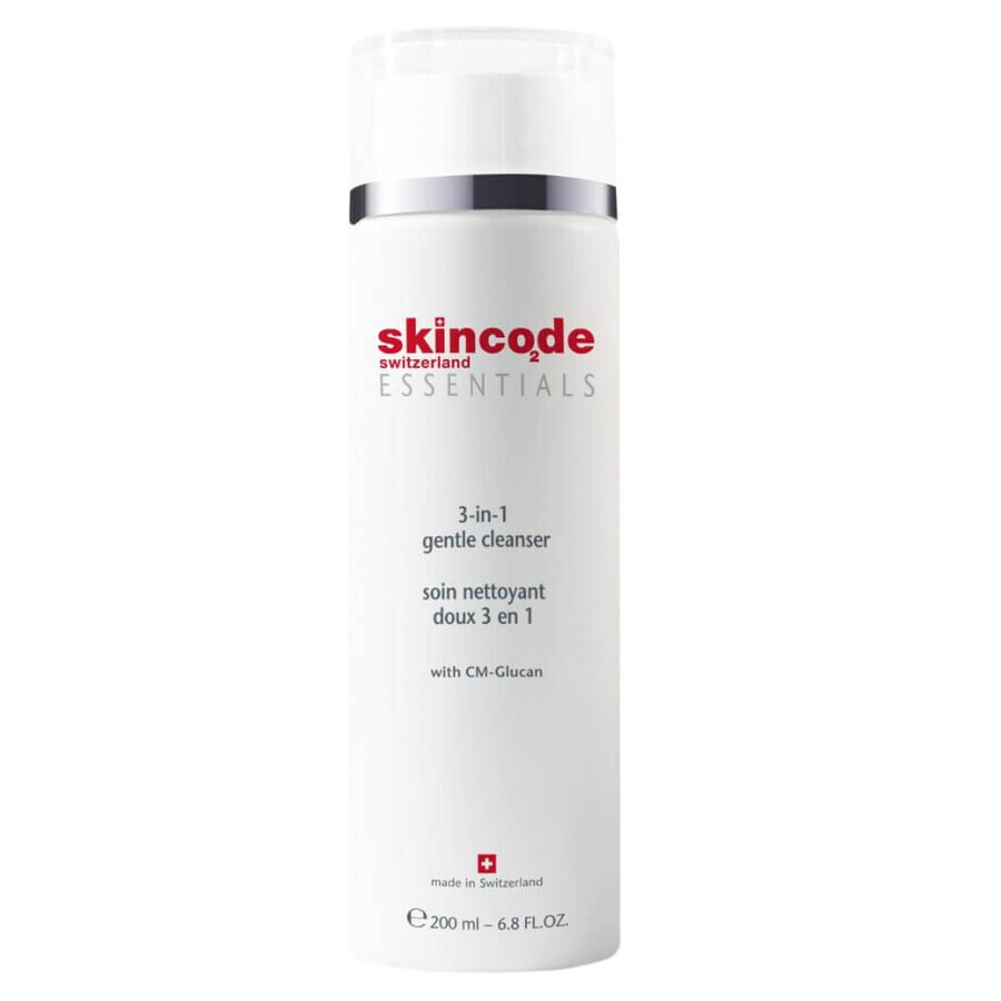 Lapte demachiant blând 3 în 1 Essentials, 200 ml, Skincode