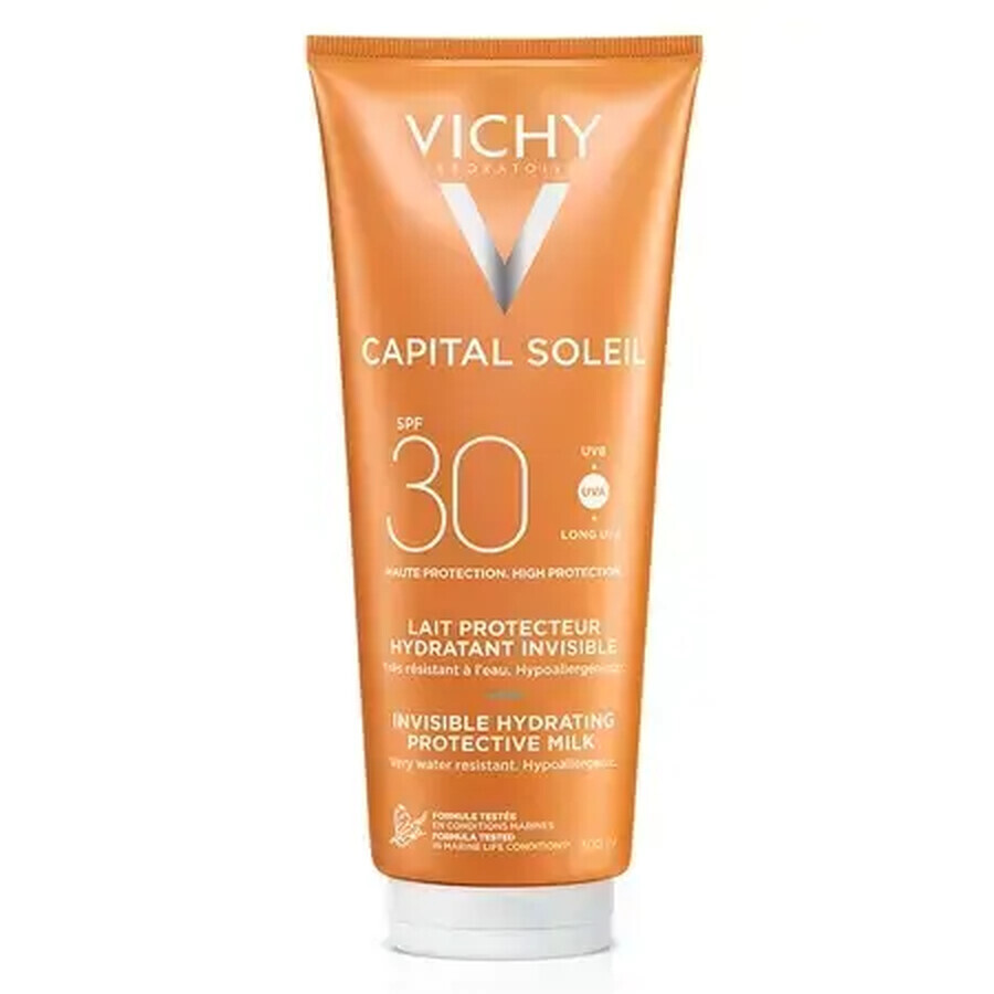 Vichy Capital Soleil Feuchtigkeitsspendende Sonnenschutzmilch für Gesicht und Körper SPF 30, 300 ml