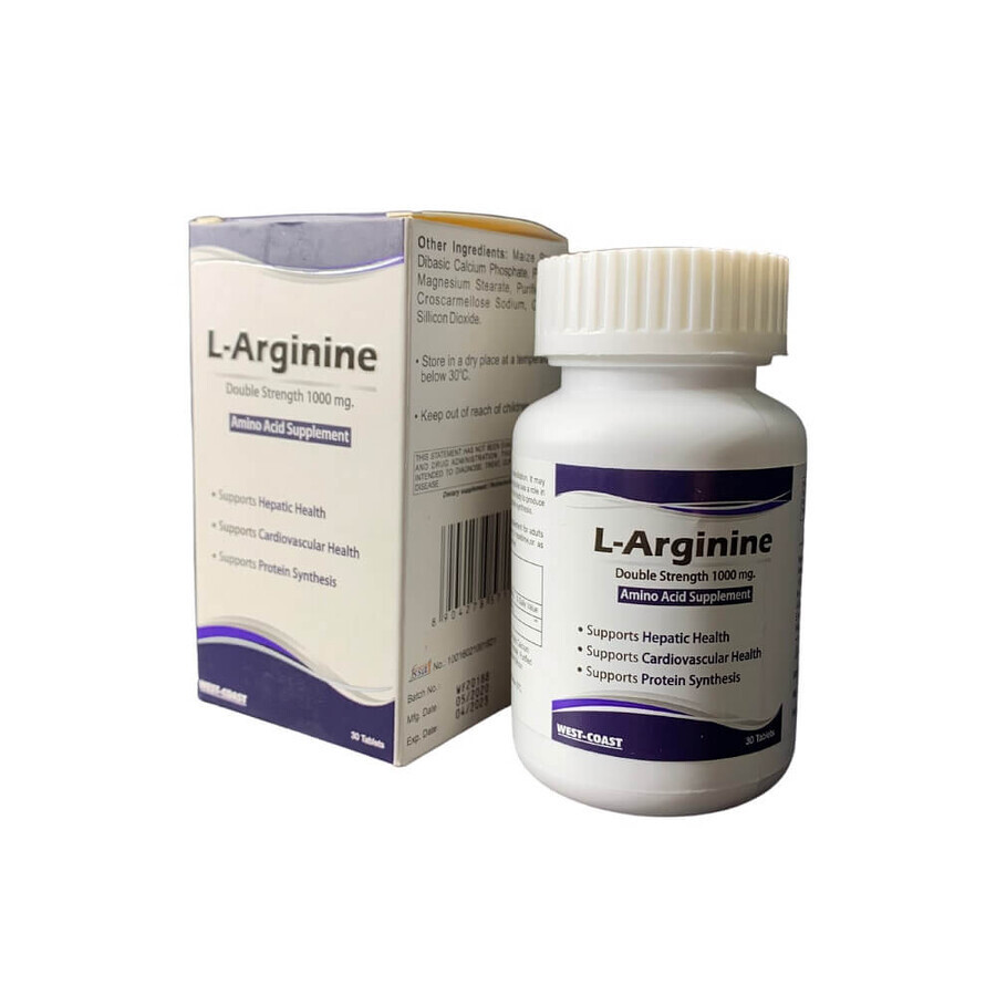 L-arginine 1000 mg, 30 comprimés, Esvida Pharma