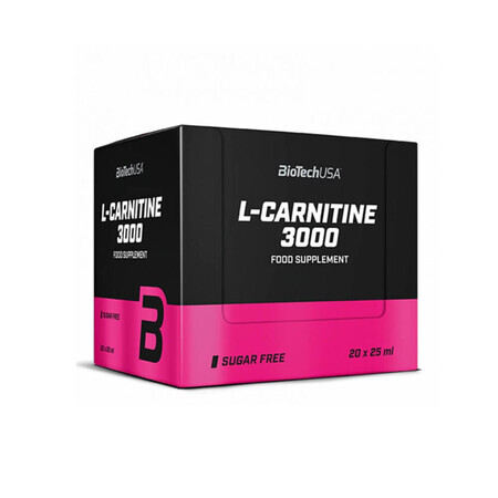 L-Carnitine 3000 avec arôme d'orange, 20 flacons, Biotech USA