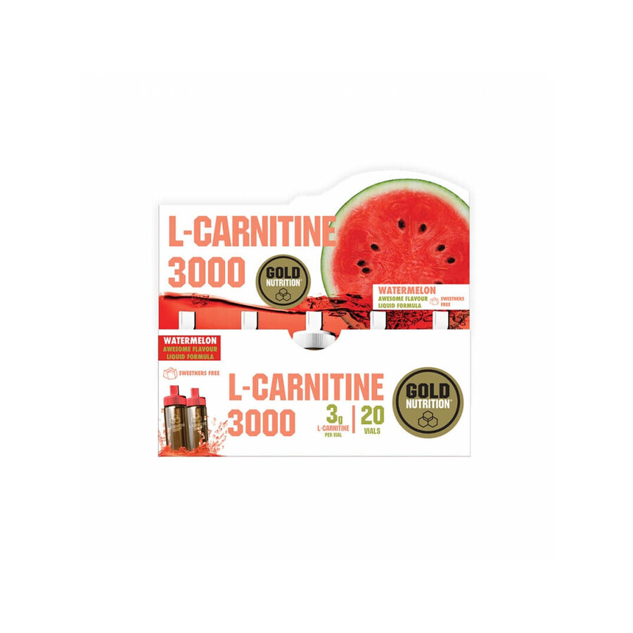 L-Carnitin 3000 mg mit Wassermelonengeschmack, 20 Fläschchen, Gold Nutrition