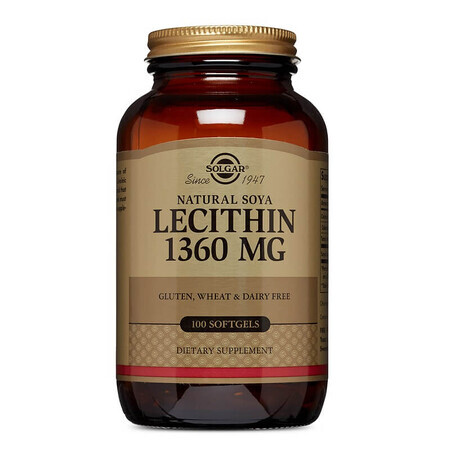 Lécithine de soja 1360 mg, 100 gélules, Solgar