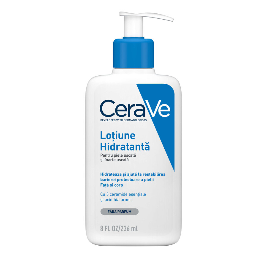 Lotion hydratante pour le visage et le corps pour les peaux sèches et très sèches, 236 ml, CeraVe