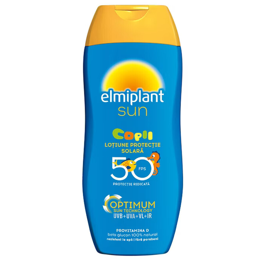 Lotion pour enfants avec haute protection solaire SPF 50 Optimum Sun, 200 ml, Elmiplant