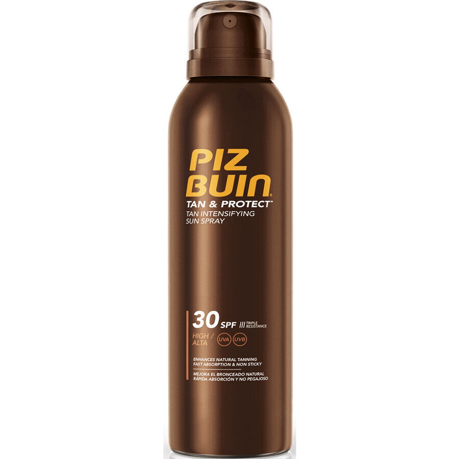 Lotion en spray pour le bronzage accéléré et la protection du bronzage SPF 30, 150 ml, Piz Buin