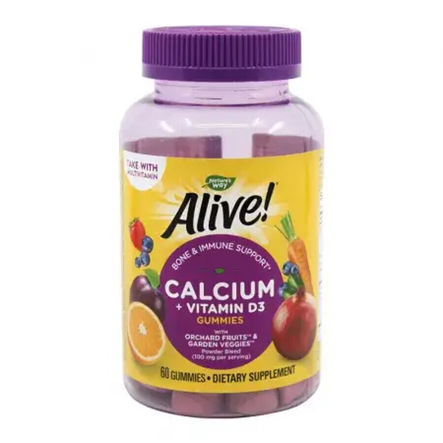 Alive Calcium + D3 Gummies Nature's Way, 60 gélules, Secom
