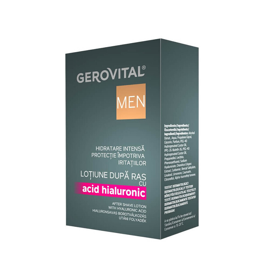 Lozione Dopobarba con Acido Ialuronico Gerovital Men, Gerovital Men, 100 ml, Farmec