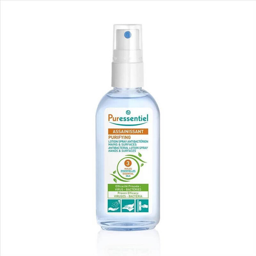 Antibakterielles Handspray Lotion mit 3 ätherischen Ölen, 80 ml, Puressentiel