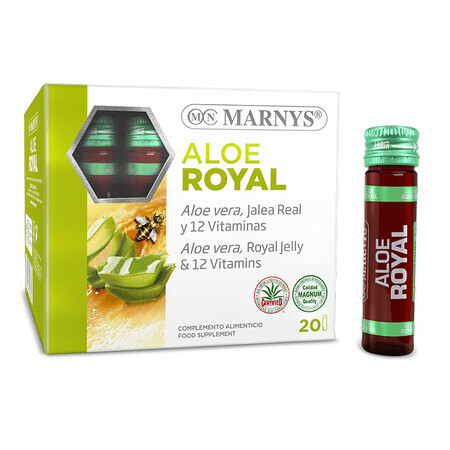 Royal Aloe mit Gelée Royale + Aloe Vera + 12 Vitamine, 20 Fläschchen, Marnys