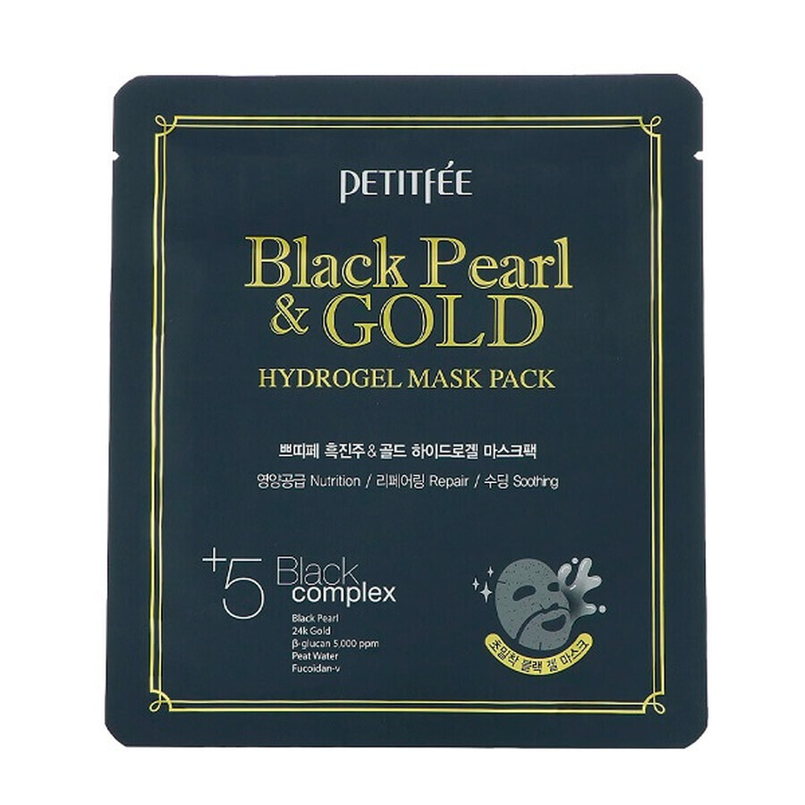 Hydrogel-Gesichtsmaske mit schwarzem Perlenpulver und Gold, 32 g, Petitfee