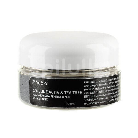 Mascarilla facial para pieles grasas y con tendencia acneica - Carbón activo y Árbol del té, 60 ml, Sabio