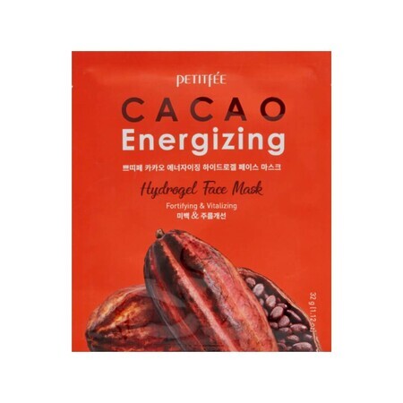 Masque facial tonifiant énergisant à l'hydrogel de cacao, 32 g, Petitfee