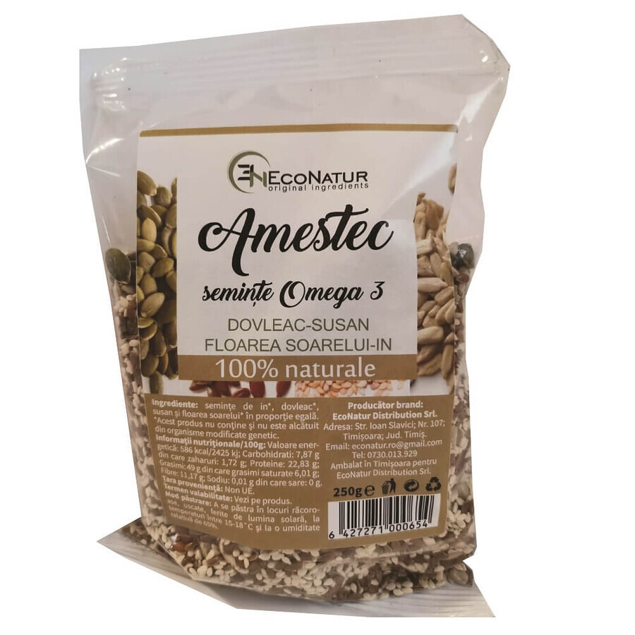 Amestec semințe bogate în Omega 3, 250g, EcoNatur