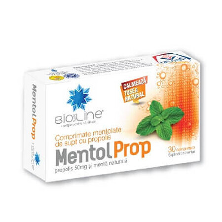 Prop al mentolo con propoli 25 mg e menta naturale Bioline, 30 compresse, Helcor