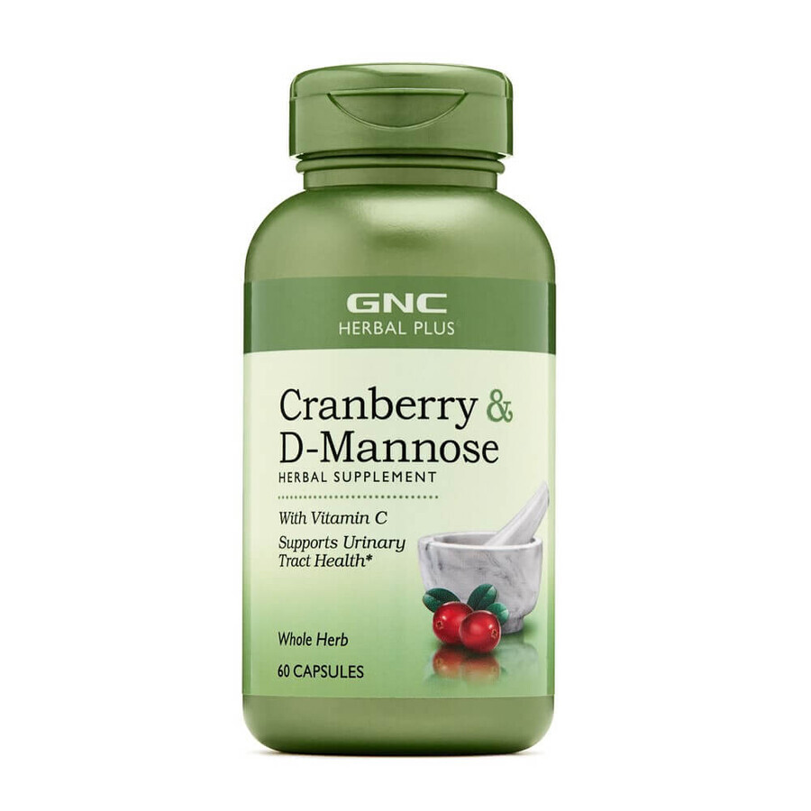 Cranberry und D-Mannose + Vitamin C Herbal Plus (185102), 60 Kapseln, GNC