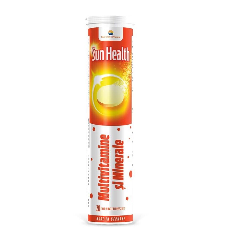 Sun Health Multivitamines et Minéraux Effervescents, 20 comprimés, Sun Wave Pharma