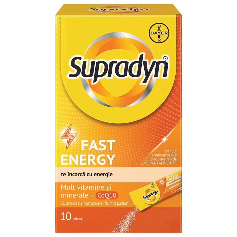 Supradyn Fast Energy, Multivitamines, 10 sachets de granulés orodispersibles à dissolution rapide, Bayer