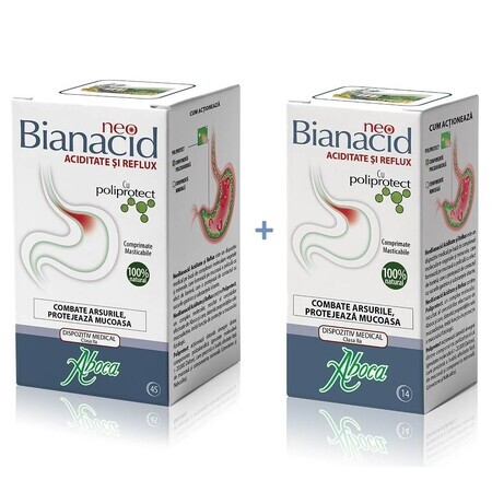 NeoBianacid avec polyprotectine pour l'acidité et le reflux, 45 comprimés, Aboca + 14 comprimés