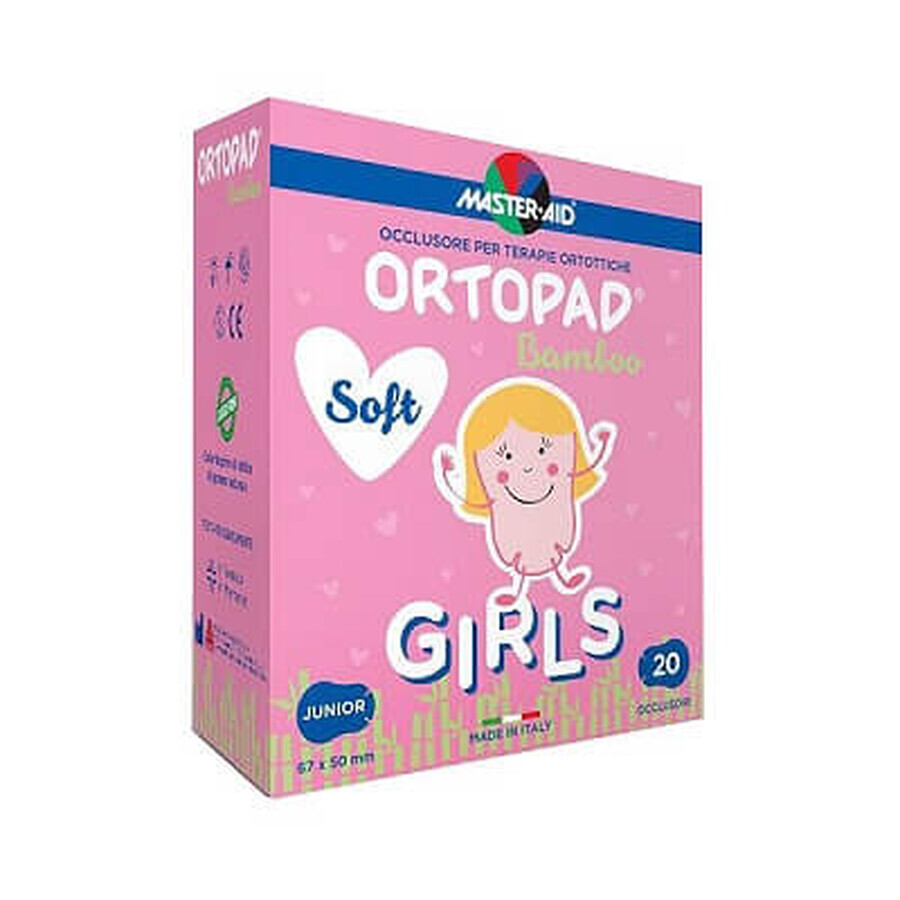 ORTOPAD SOFT Girls Junior Master-Aid Kinderokkluder, 67x50 mm, 20 Stück, Pietrasanta Pharma