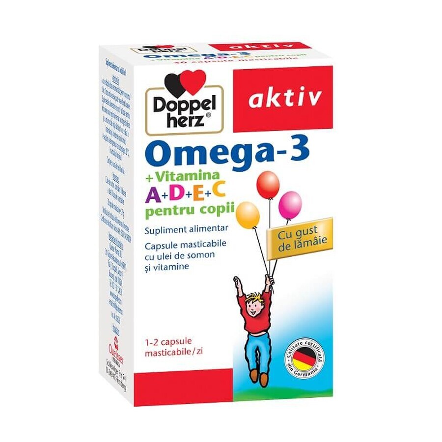 Oméga 3 Vitamine A+D+E+C pour enfants, 30 gélules, Doppelherz