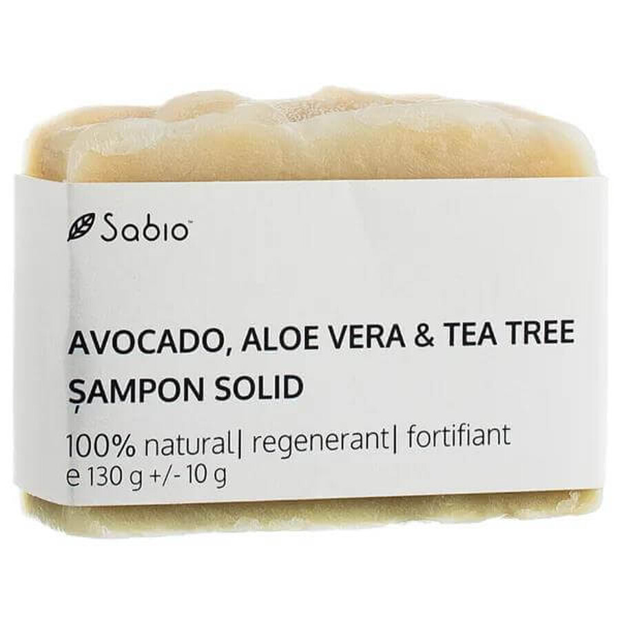 Natürliches festes Shampoo mit Avocado, Aloe Vera und Teebaum, 130 g, Sabio