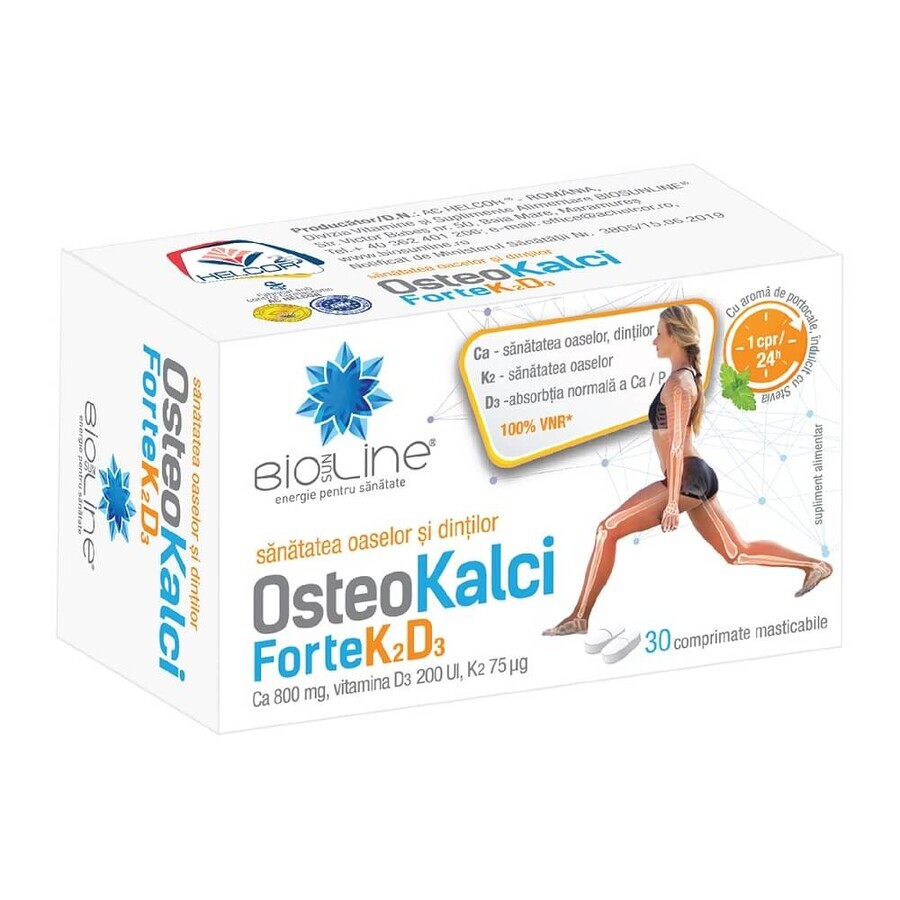 Osteo Kalci Forte K2D3, 30 comprimés à croquer, Helcor