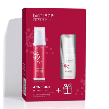 Biotrade Pachet Acne Out Lotiune activa pentru ten acneic, 60 ml + Spuma de curatare pentru ten acneic, 20 ml