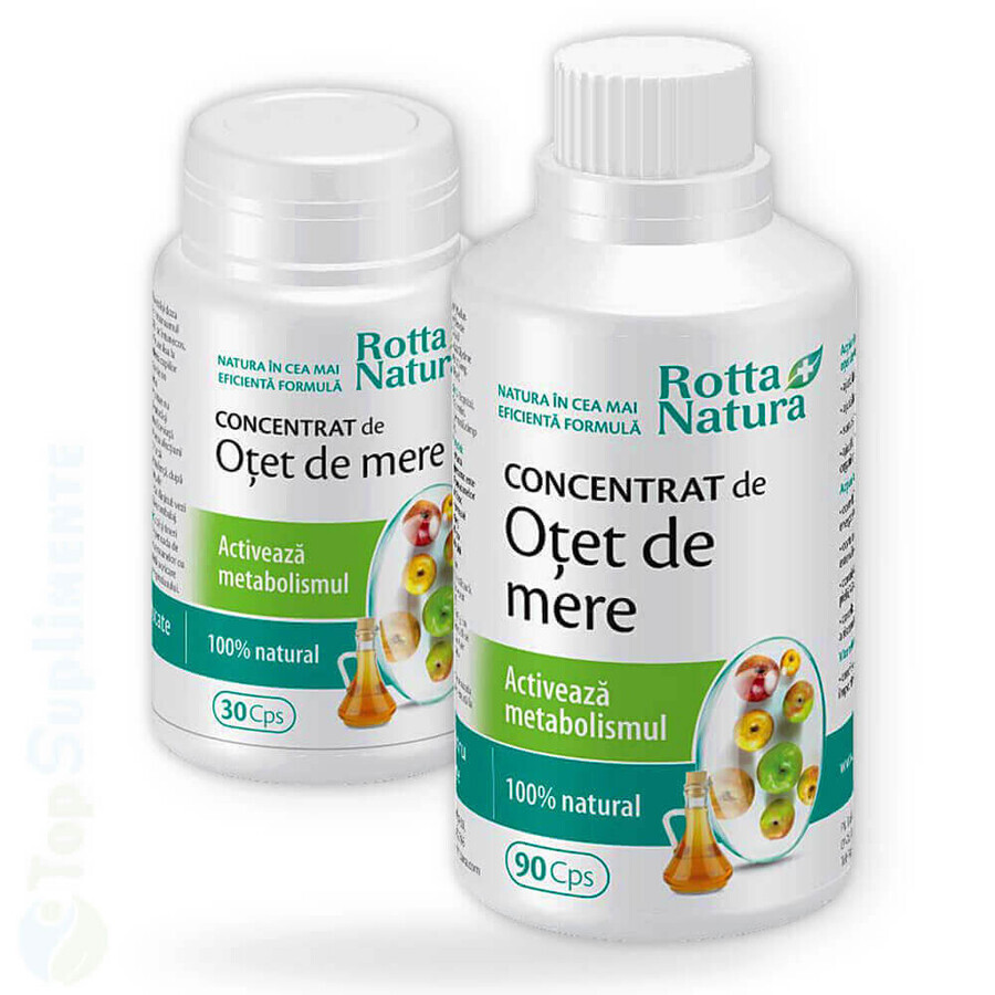 Confezione Aceto di Mele Concentrato, 90 capsule + Aceto di Mele Concentrato, 30 capsule, Rotta Natura