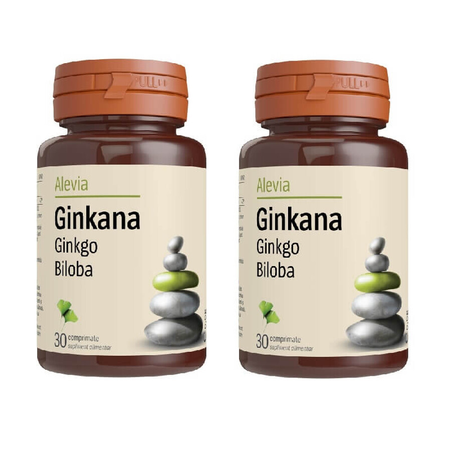 Pack Ginkana Ginkgo Biloba 40 mg, 30 comprimés, Alevia (1+1)