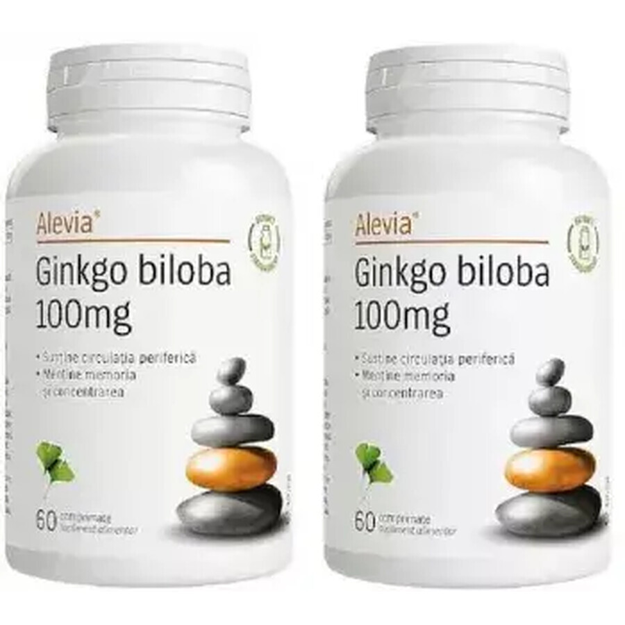 Pack Ginkgo Biloba 100 mg, 60 + 60 comprimés, Alevia