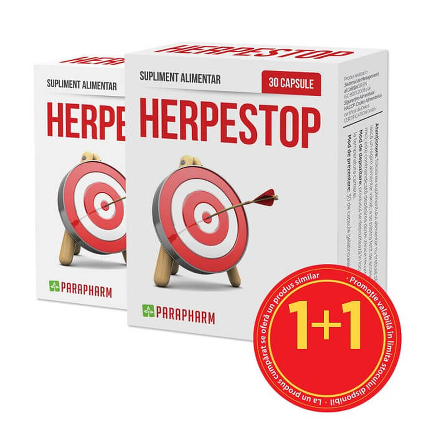 Herpestop pack, 30 gélules + 30 gélules, Parapharm Évaluations