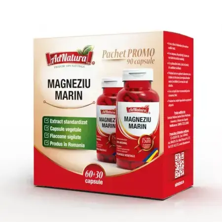 Marine Magnesium Paket, 60 + 30 Kapseln, AdNatura