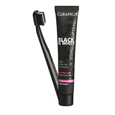 Curaprox Black Is White Dentifricio Sbiancante 90 ml + Spazzolino Nero