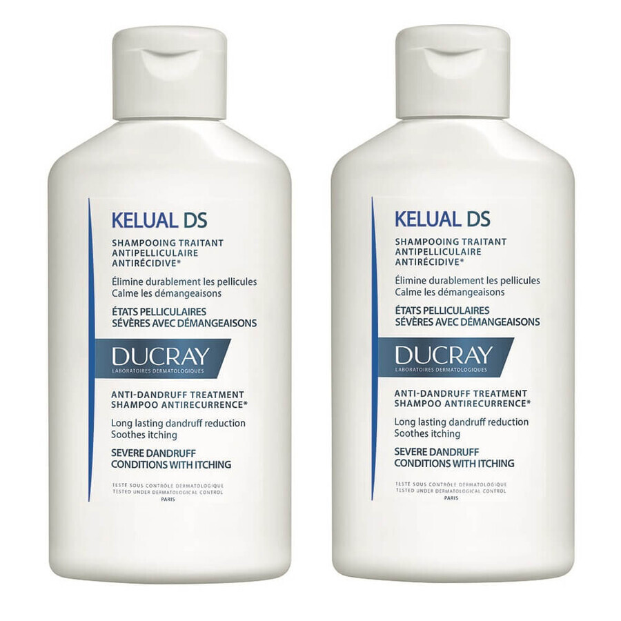 Kelual DS 100 ml + 100 ml Confezione shampoo trattamento antiforfora, Ducray