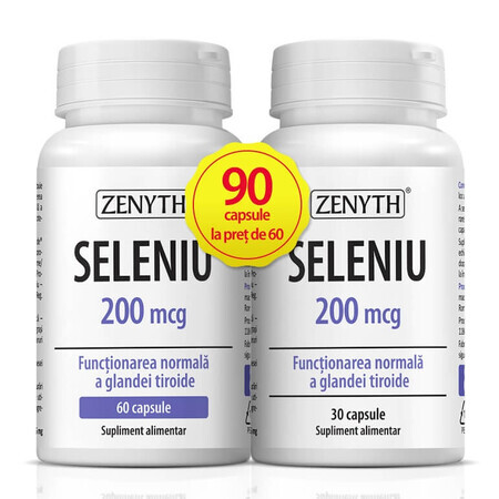 Confezione Selenio 200 mcg, 60 + 30 capsule, Zenyth