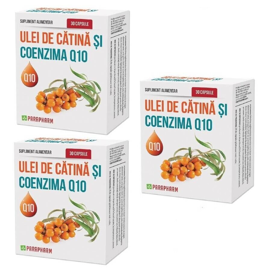 Olio di olivello spinoso e coenzima Q10 Pack, 30 capsule, 2+1, Parapharm recensioni