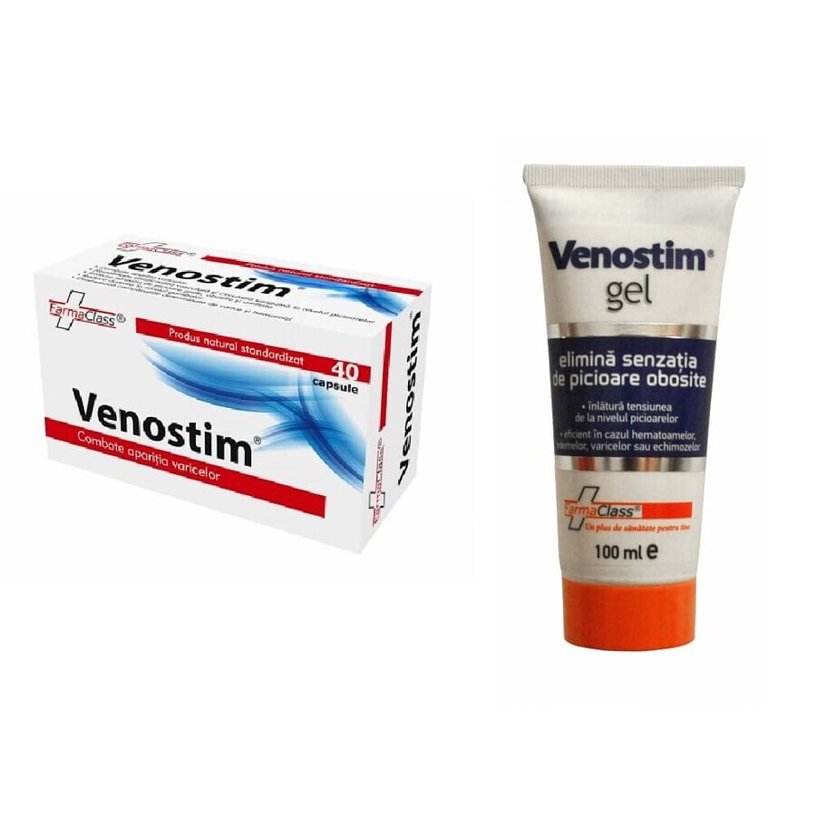 Paquet Venostim, 40 gélules + Venostim gel, 100 ml, Farmaclass