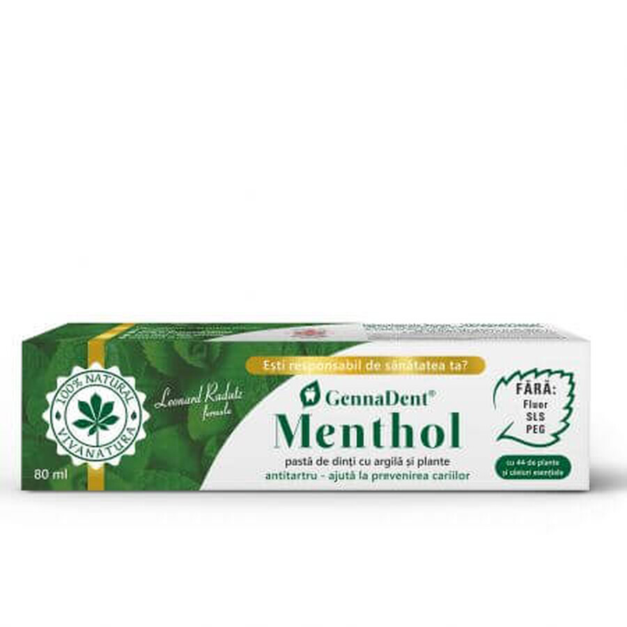 Dentifrice GennaDent Menthol, 80 ml, Vivanatura