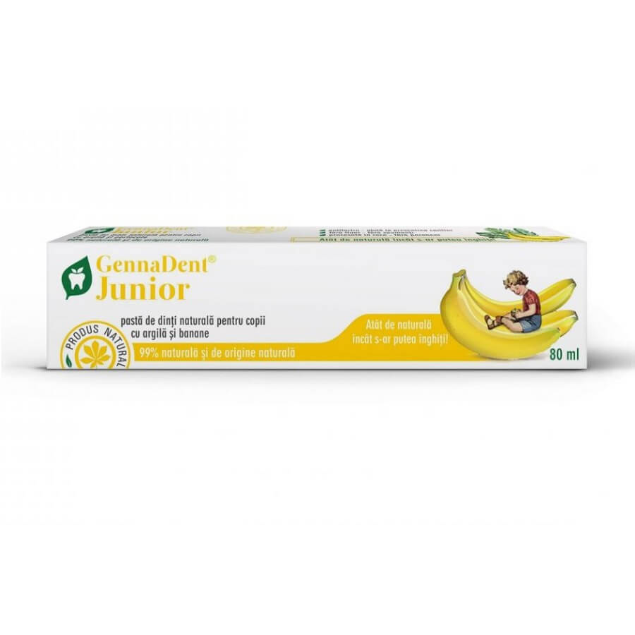 Dentifrice naturel à l'argile et aux bananes GennaDent Junior, 80 ml, Vivanatura