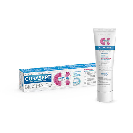 Fluoride-free toothpaste 6 months - 6 years strawberry flavour Biosmalto Baby-Kid, 50 ml, Curasept